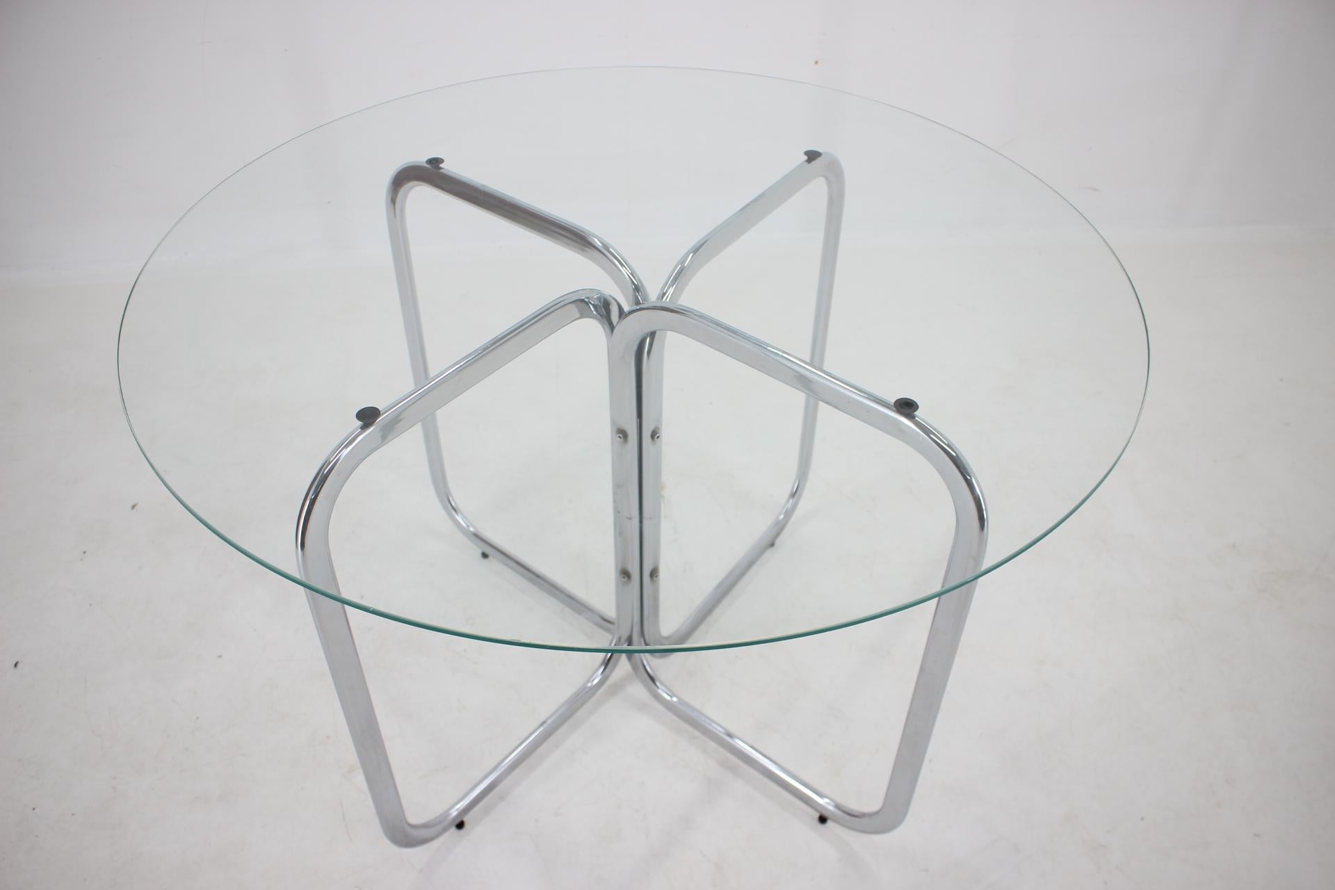 Late 20th Century Midcentury Chrome and Glass Dining Table by Gastone Rinaldi, Italy, 1970s For Sale