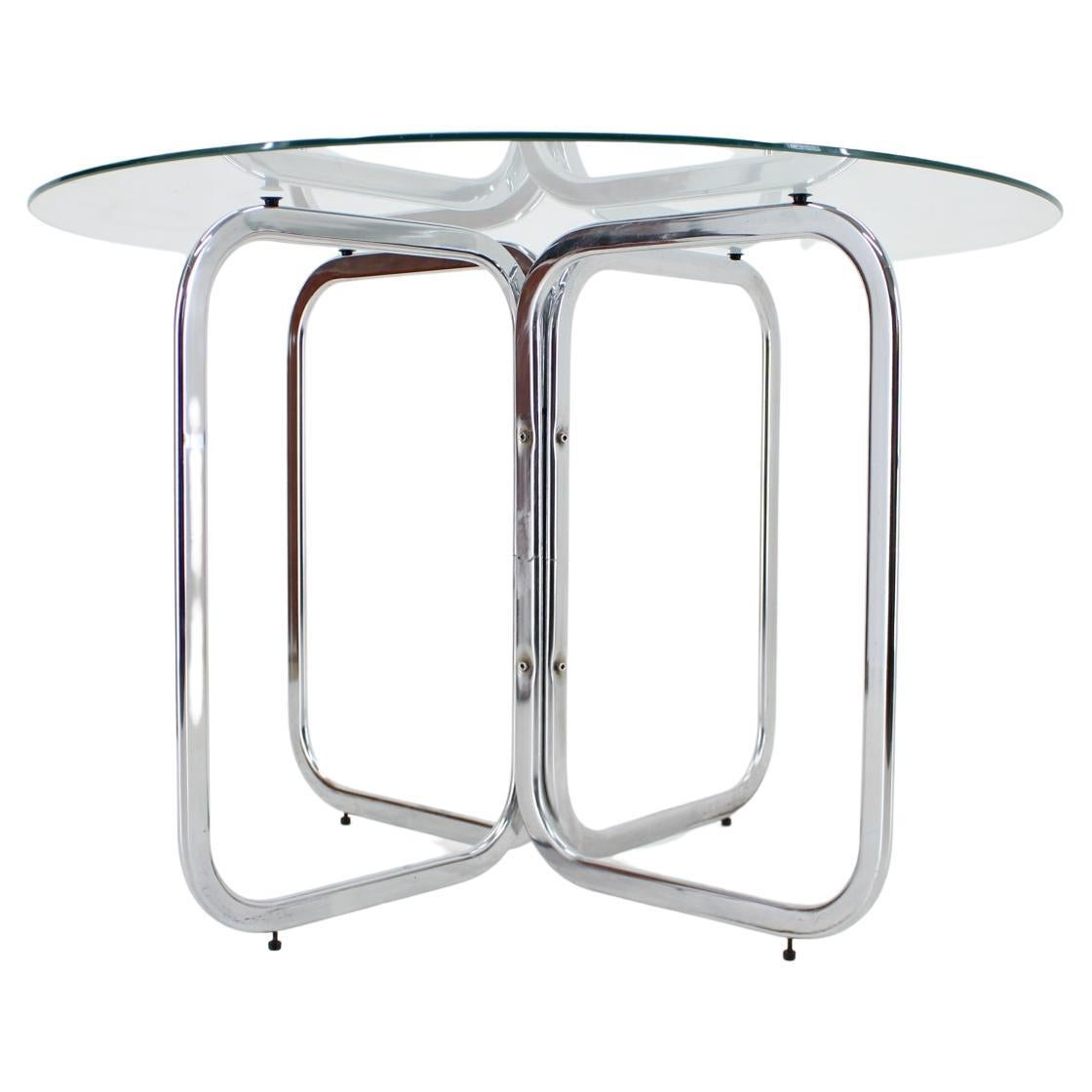 Midcentury Chrome and Glass Dining Table by Gastone Rinaldi, Italy, 1970s