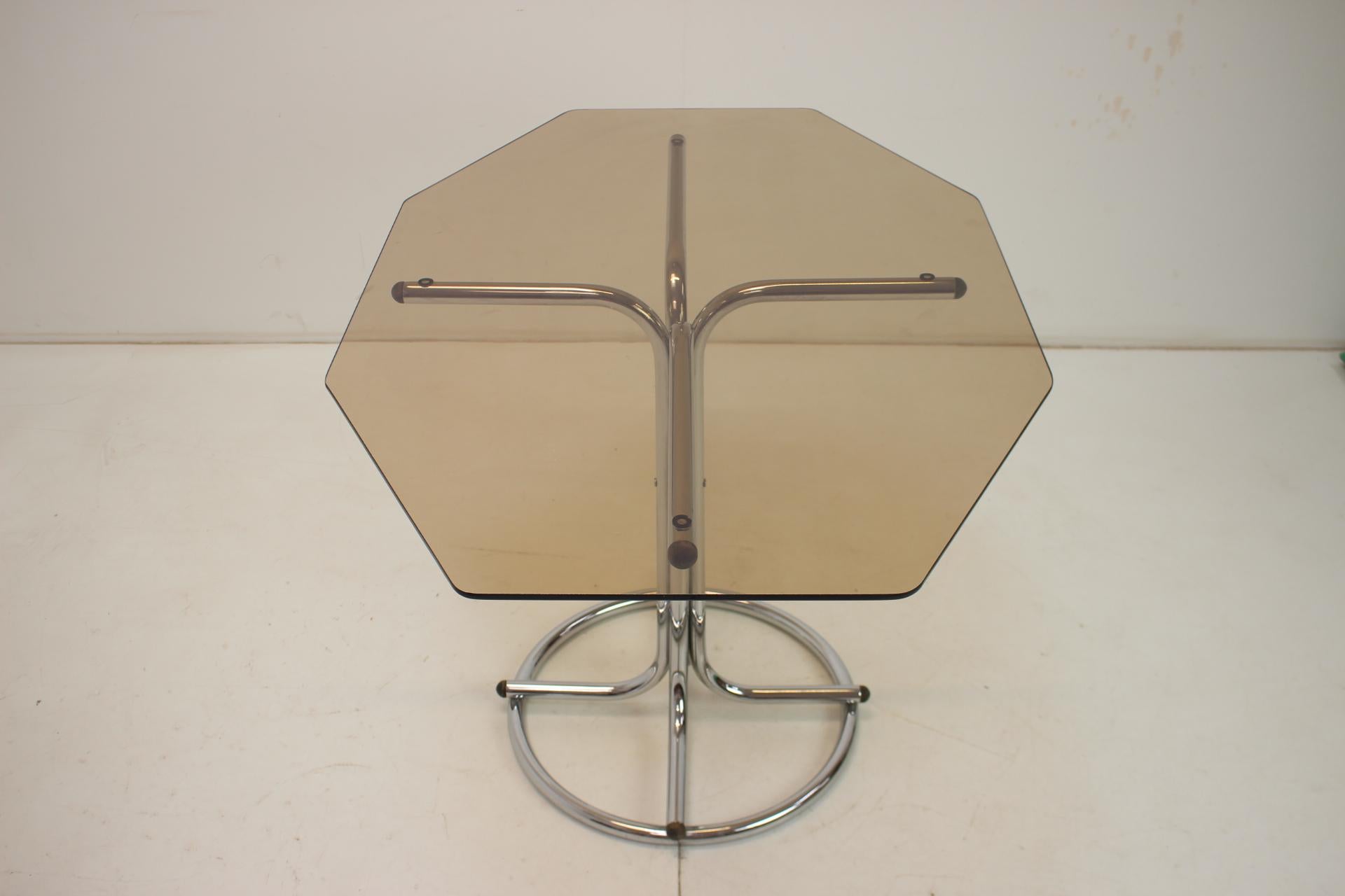 Midcentury Chrome and Glass Dining Table, Czechoslovakia, 1970s For Sale 3