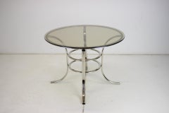 Midcentury Chrome and Glass Dining Table, Italy 1970s