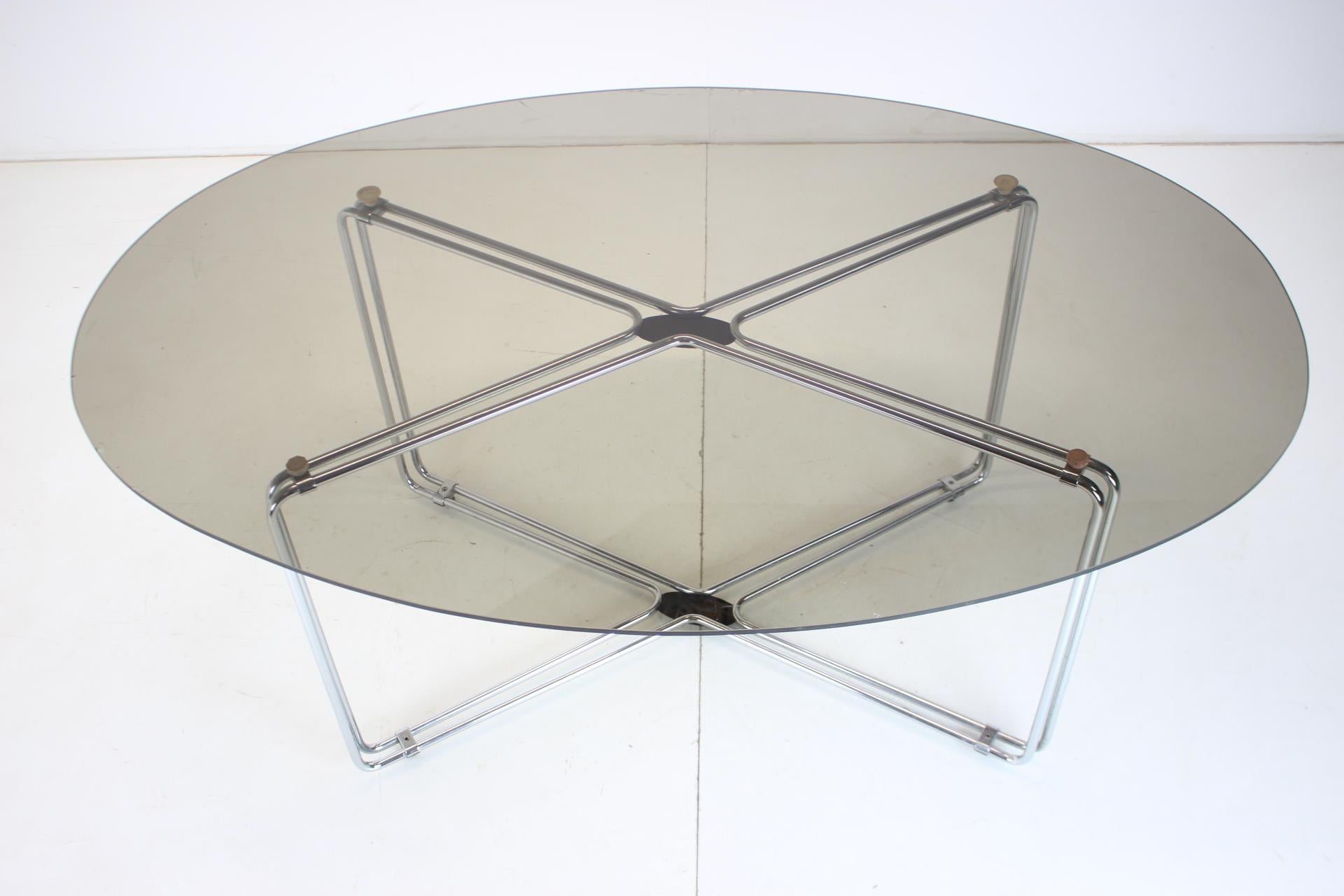 Mid-Century Modern Midcentury Chrome and Glass Dining Table, Italy, 1970s For Sale