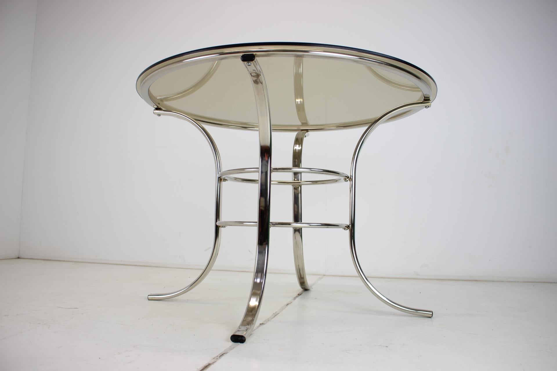 Italian Midcentury Chrome and Glass Dining Table, Italy 1970s For Sale