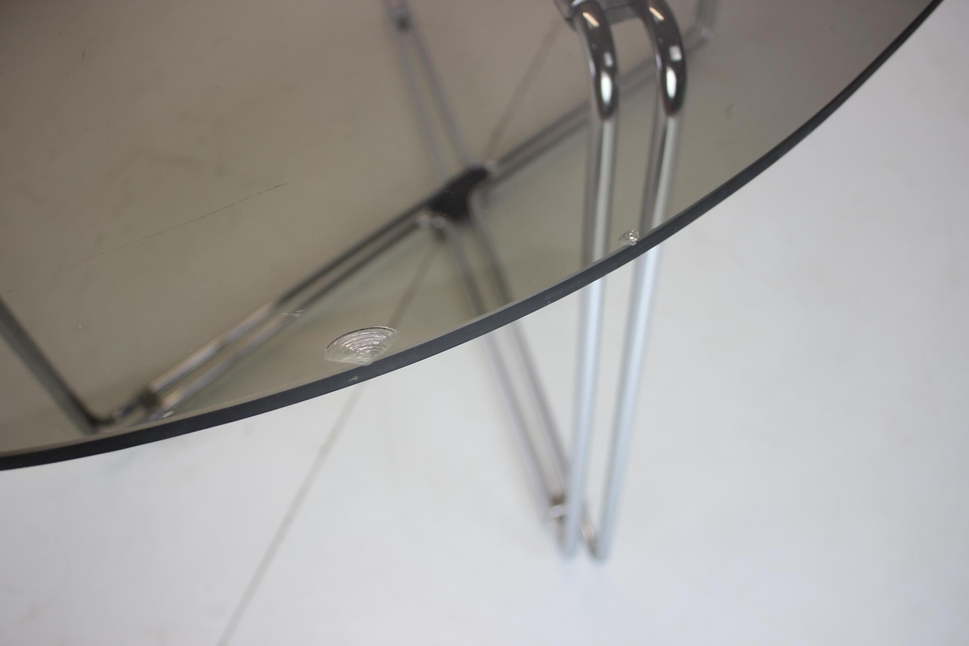 Midcentury Chrome and Glass Dining Table, Italy, 1970s For Sale 3