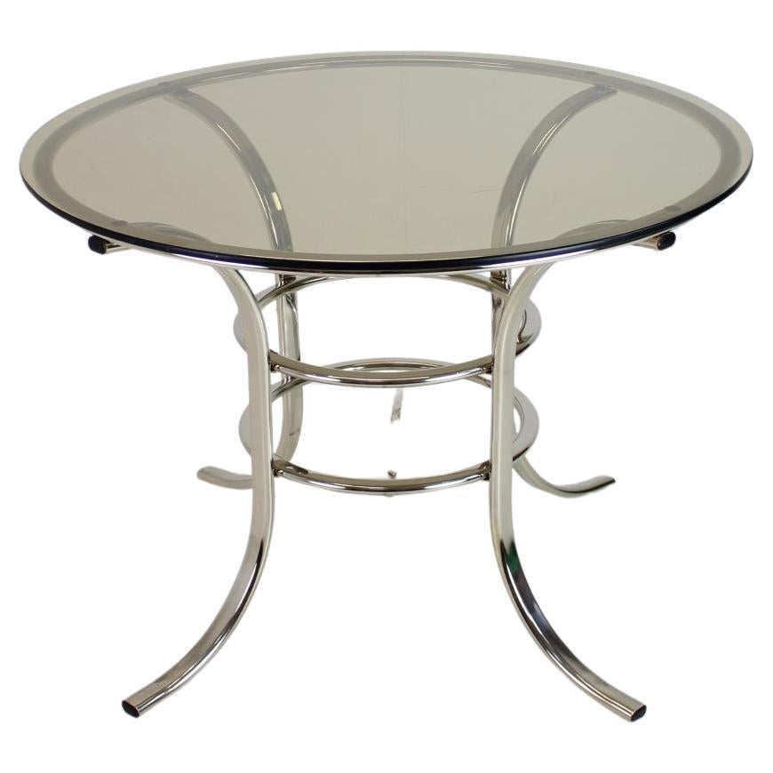 Midcentury Chrome and Glass Dining Table, Italy 1970s For Sale