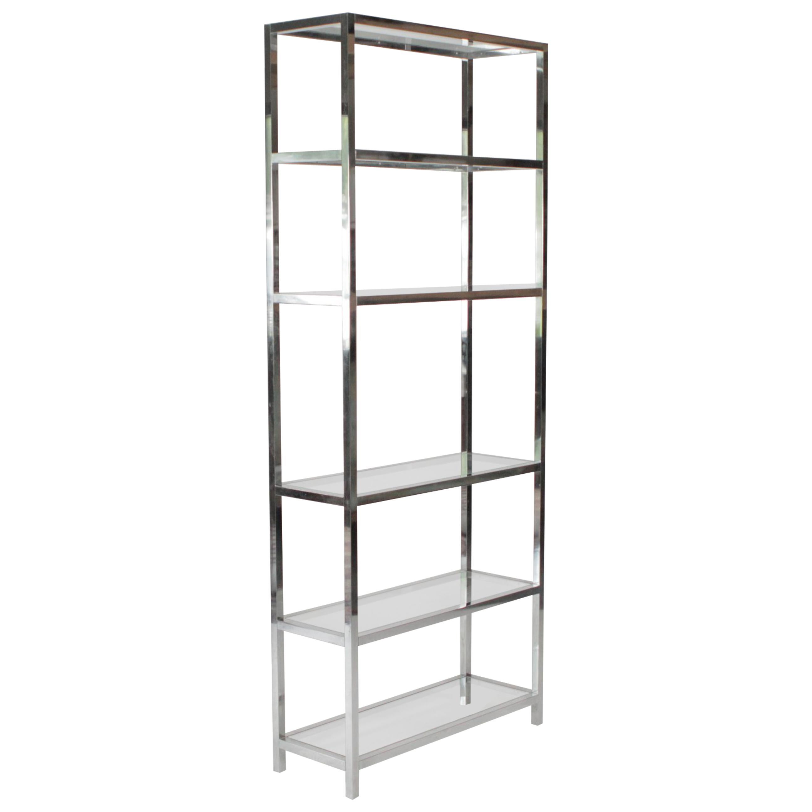 Midcentury Chrome and Glass Etagere