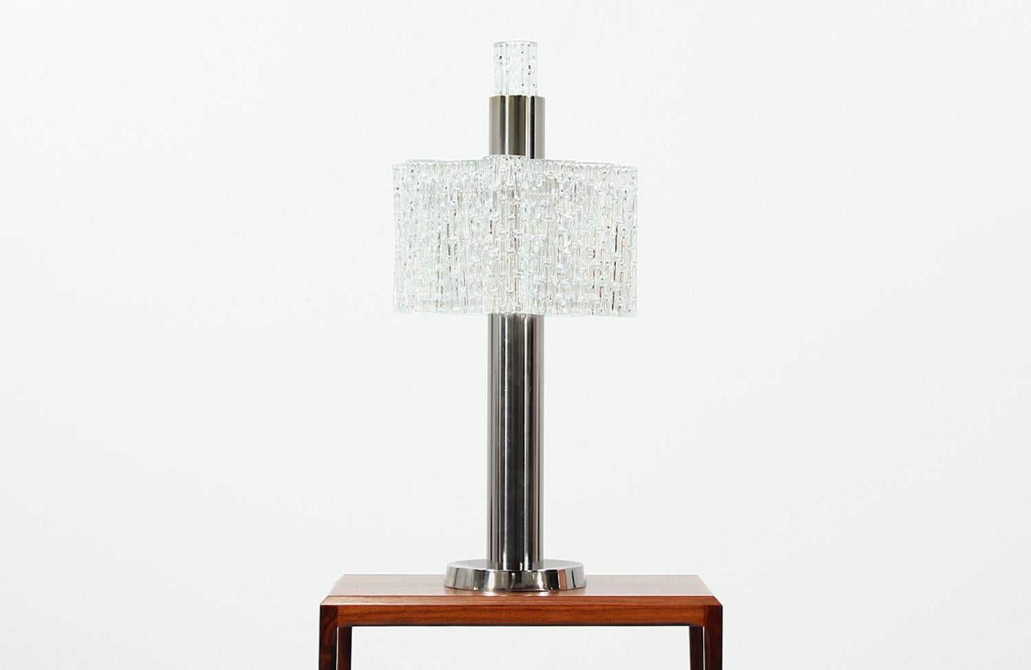 Midcentury-Tischlampe aus Chrom und Muranoglas von Doria Leuchten (Moderne der Mitte des Jahrhunderts) im Angebot