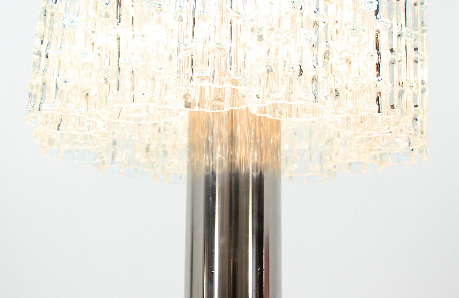 Midcentury-Tischlampe aus Chrom und Muranoglas von Doria Leuchten im Angebot 1