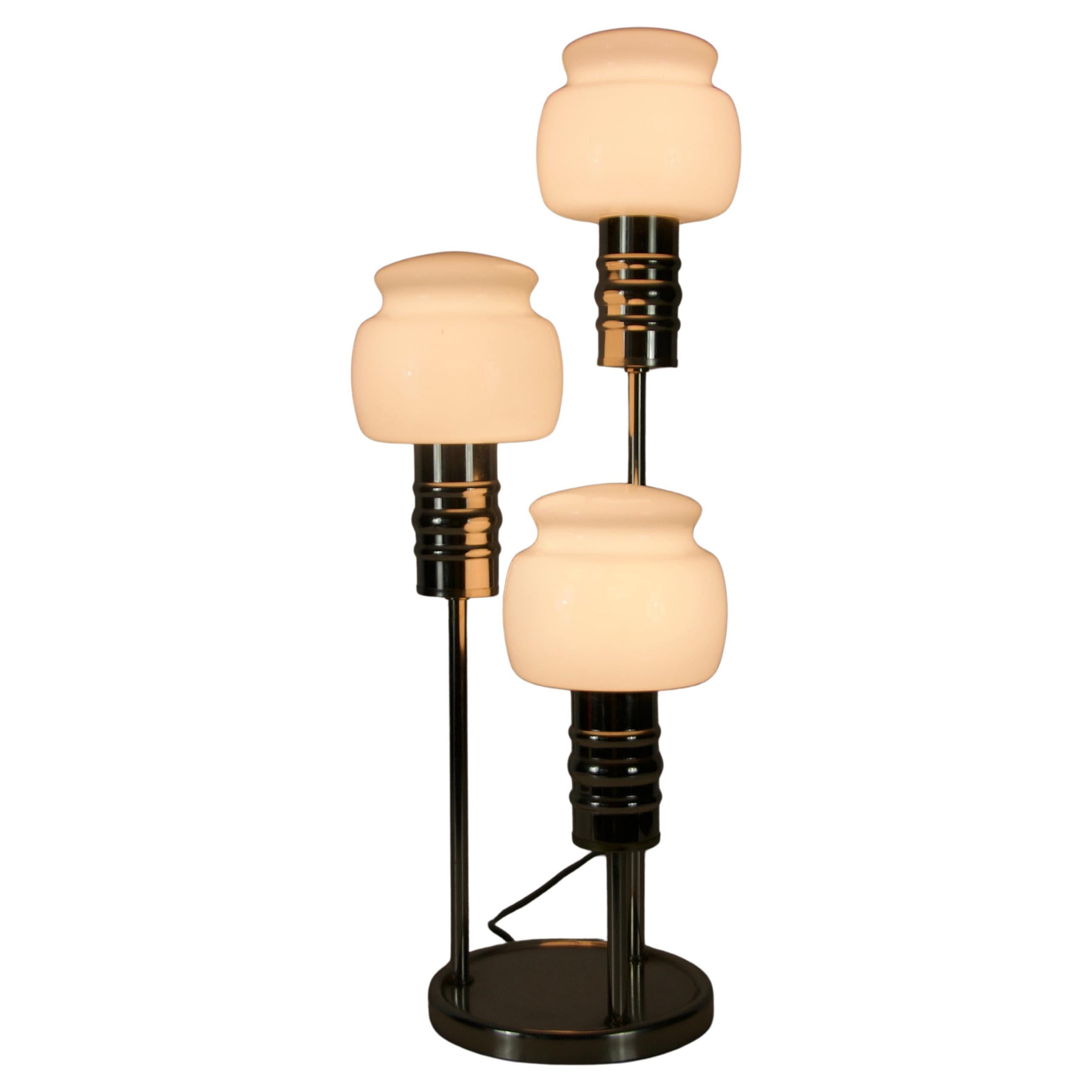 Midcentury Chrome and Opaline Glass Table Lamp, 1960s, Germany