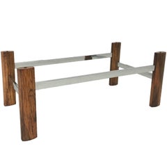 Midcentury Chrome and Rosewood Coffee Table Base