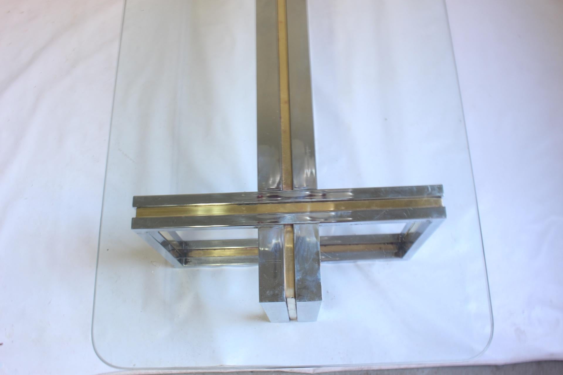 Midcentury Chrome and Brass Coffee Table in the Manner of Romeo Rega, 1970s For Sale 5
