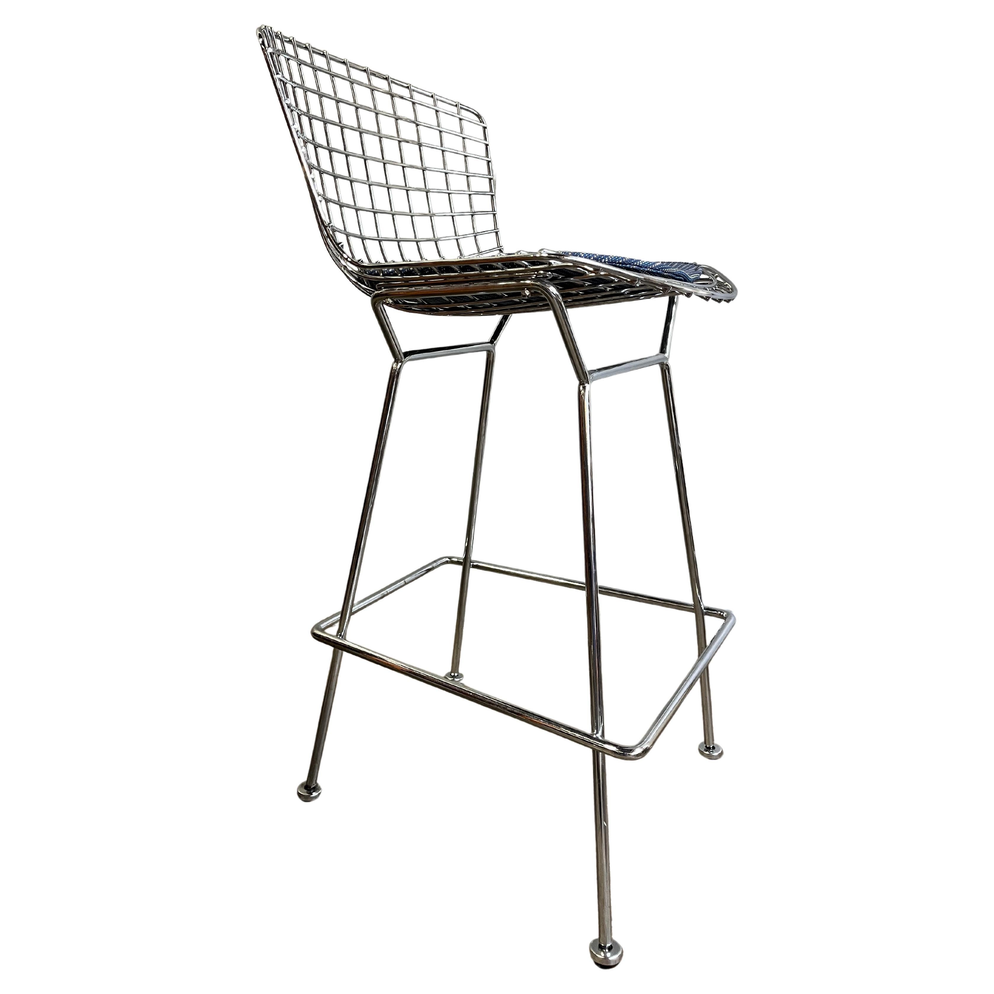 Mid century classic and iconic Bertoia for Knoll stools in a high chrome finish. Architectural design, clean original condition, ready to use. Very solid and sturdy showing no loss to chrome finish. Stamped Knoll on the frame. 



Good for height of