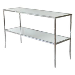 Midcentury Chrome Faux Bamboo Console Table