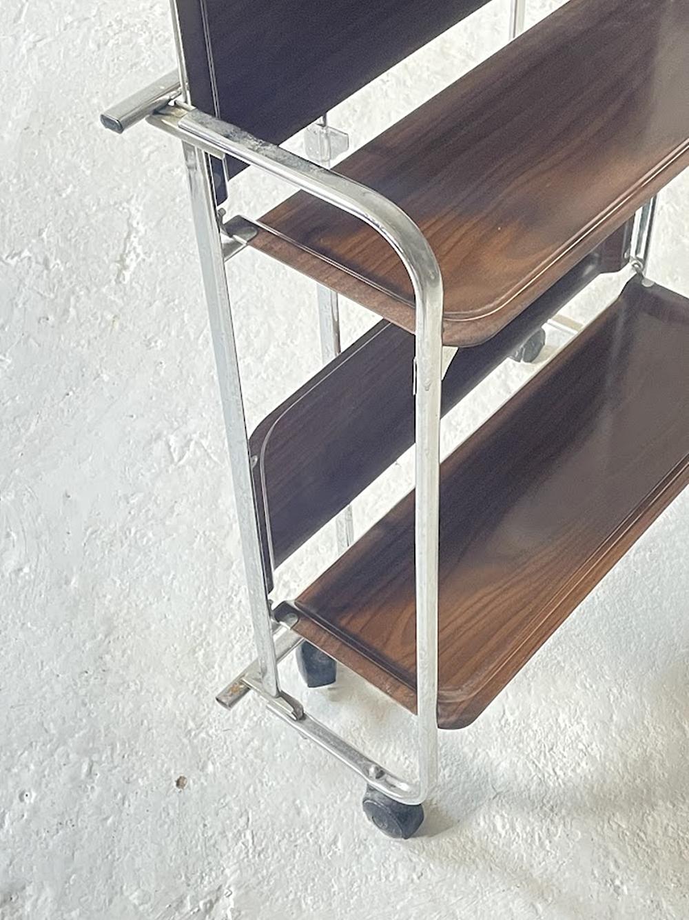 Mid-20th Century Midcentury Chrome Folding Serving Trolley, 1950s Germany For Sale
