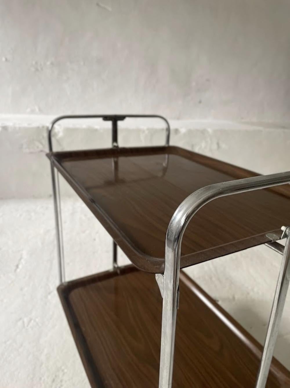 Midcentury Chrome Folding Serving Trolley, 1950s Germany For Sale 2
