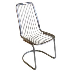 Midcentury Chrome Gastone Rinaldi Chair, 1970s Italy, Vintage Wire Chair