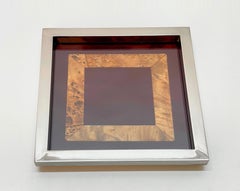 Emptier aus Chromglas und Birnenholz aus der Mitte des Jahrhunderts im Christian Dior-Stil