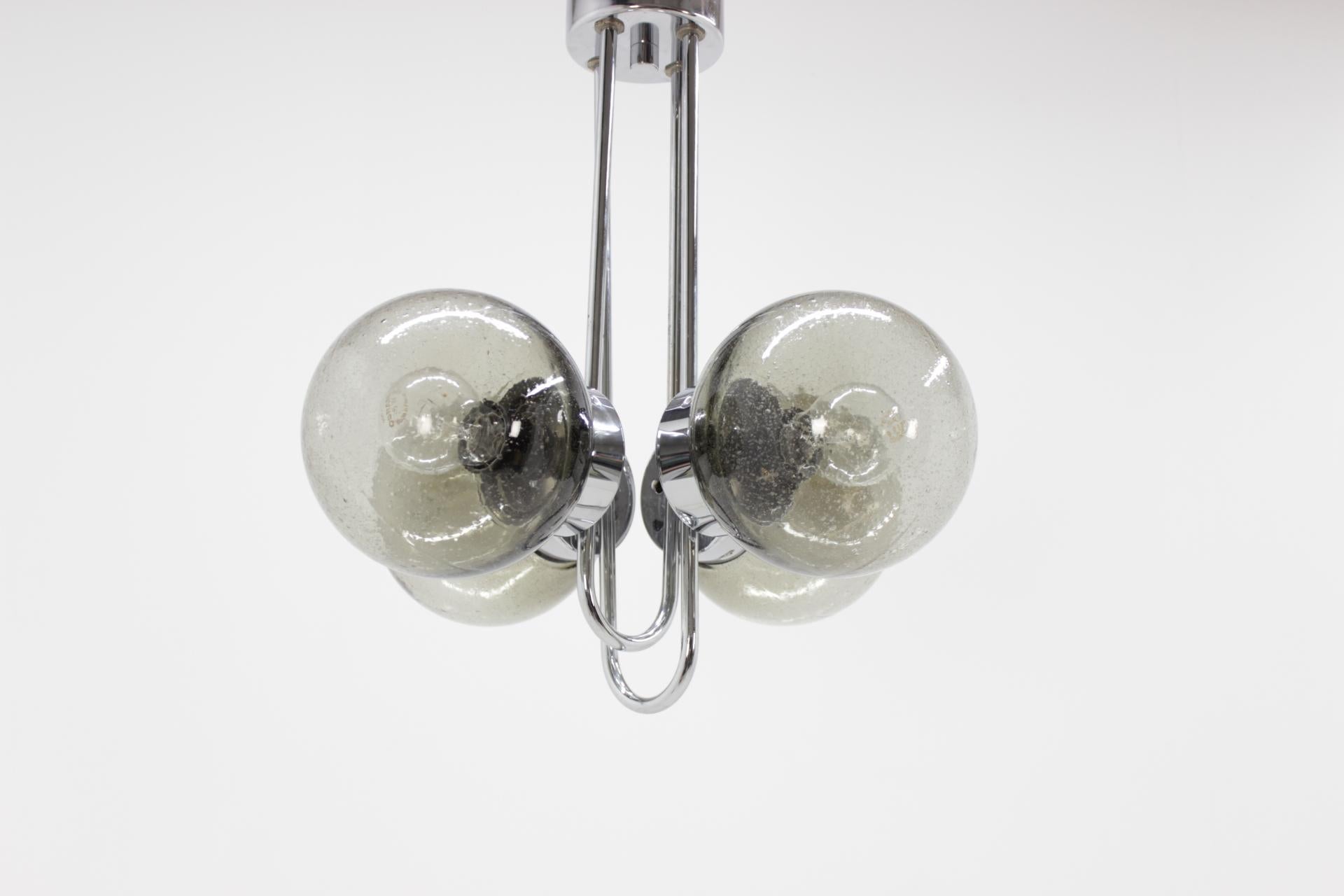 Late 20th Century Midcentury Chrome Glass Pendant