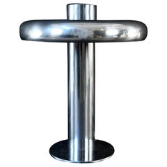 Midcentury Chrome Offset Saucer Table Lamp, Laurel Lamp Co., 1970s