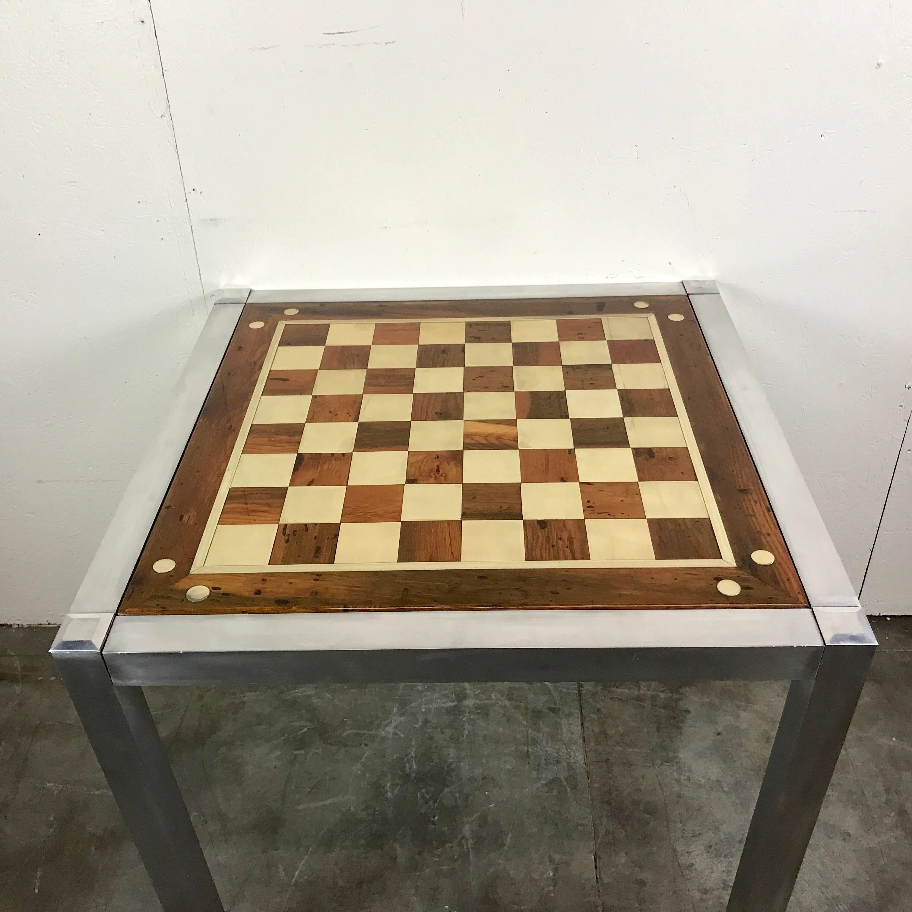 Inlay Midcentury Chrome Parsons Games Table