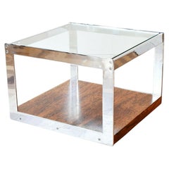 Vintage Midcentury Chrome & Rosewood Side Table by Merrow Associates c.1960