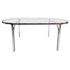Midcentury Chrome Smoked Glass Dining or Table or Desk, 1970s