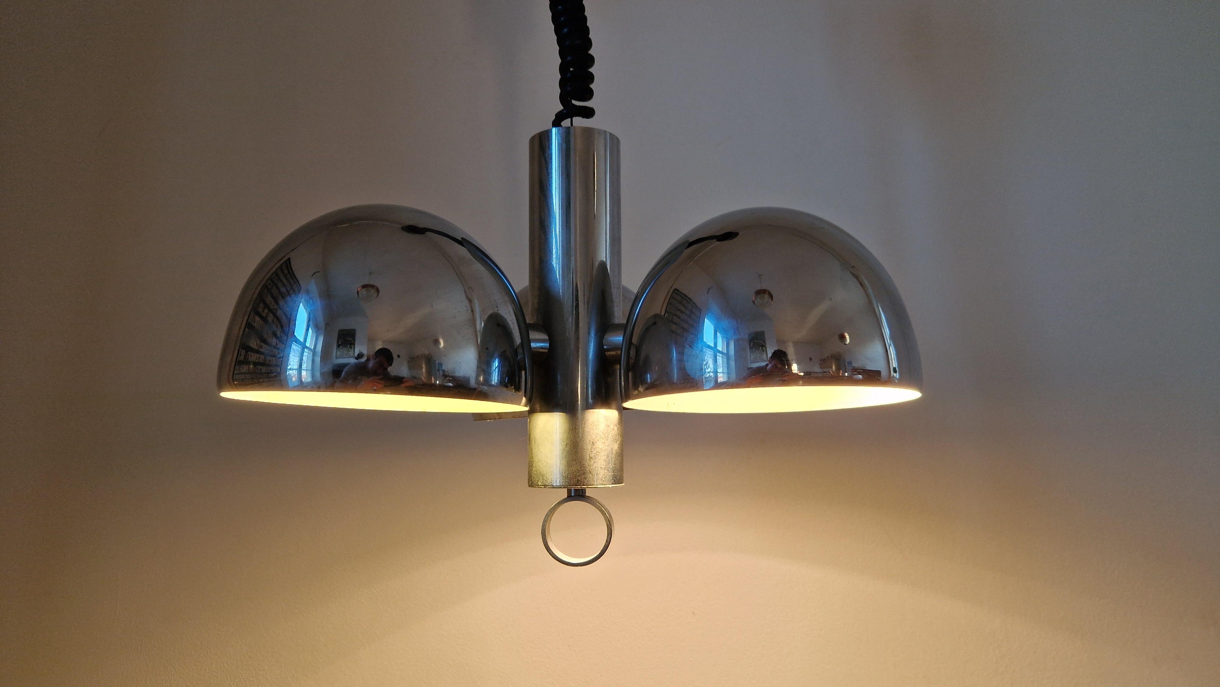 Midcentury Chrome Space Age Chandelier or Pendant Hillebrand, Germany, 1970s For Sale 8