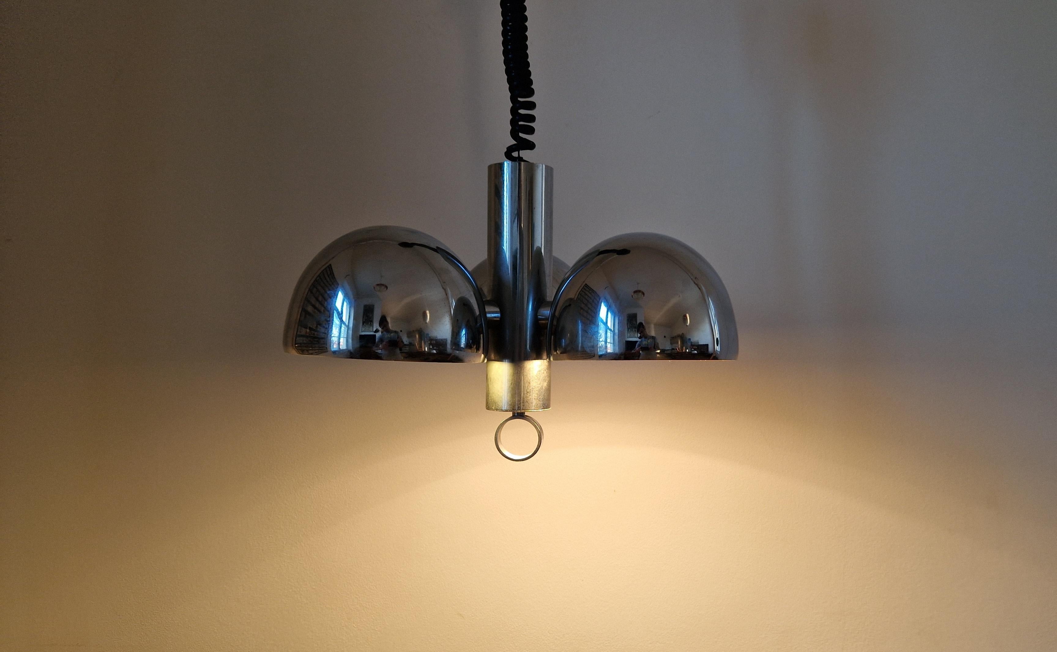 Midcentury Chrome Space Age Chandelier or Pendant Hillebrand, Germany, 1970s For Sale 9