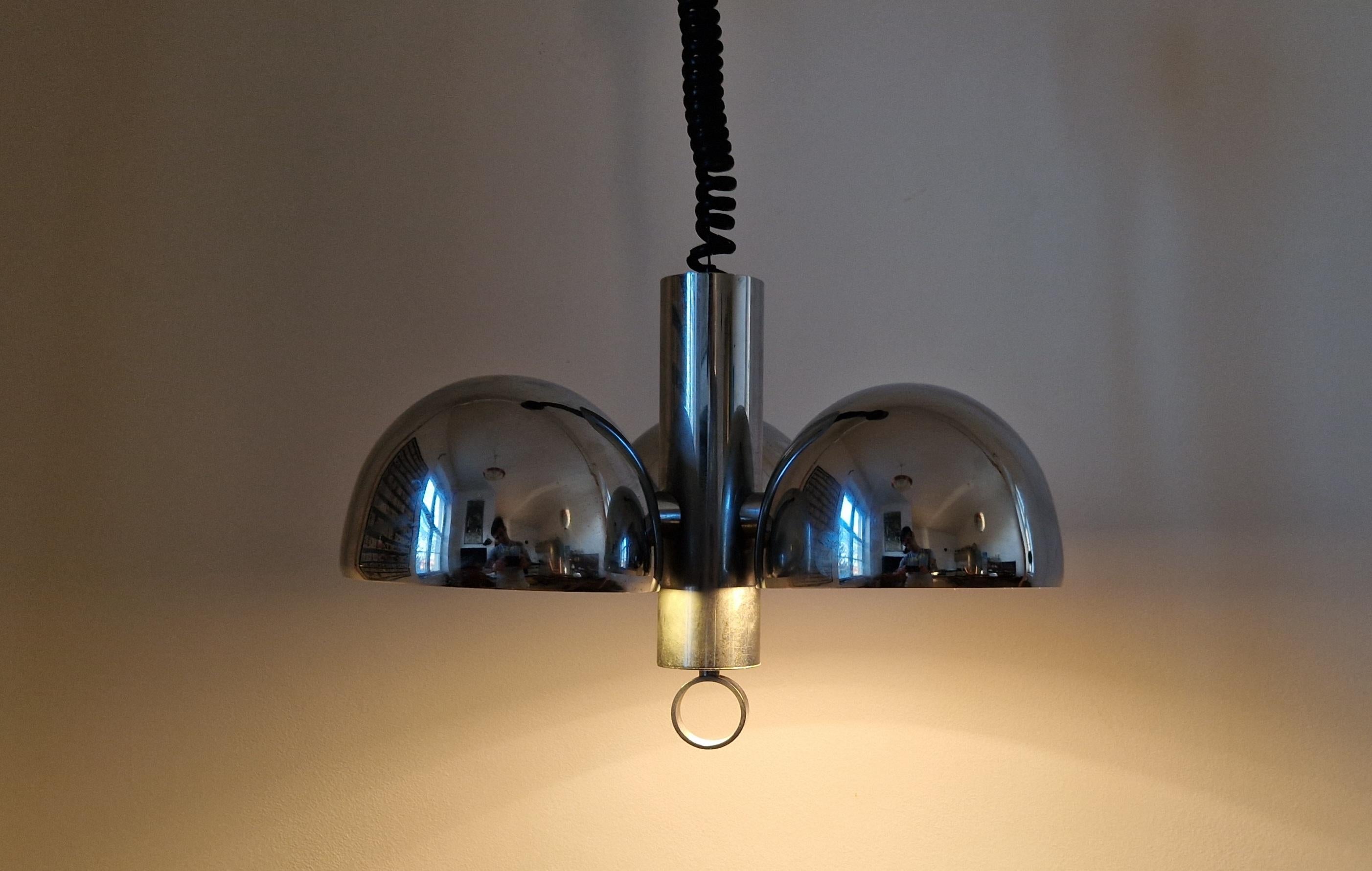 Midcentury Chrome Space Age Chandelier or Pendant Hillebrand, Germany, 1970s For Sale 10
