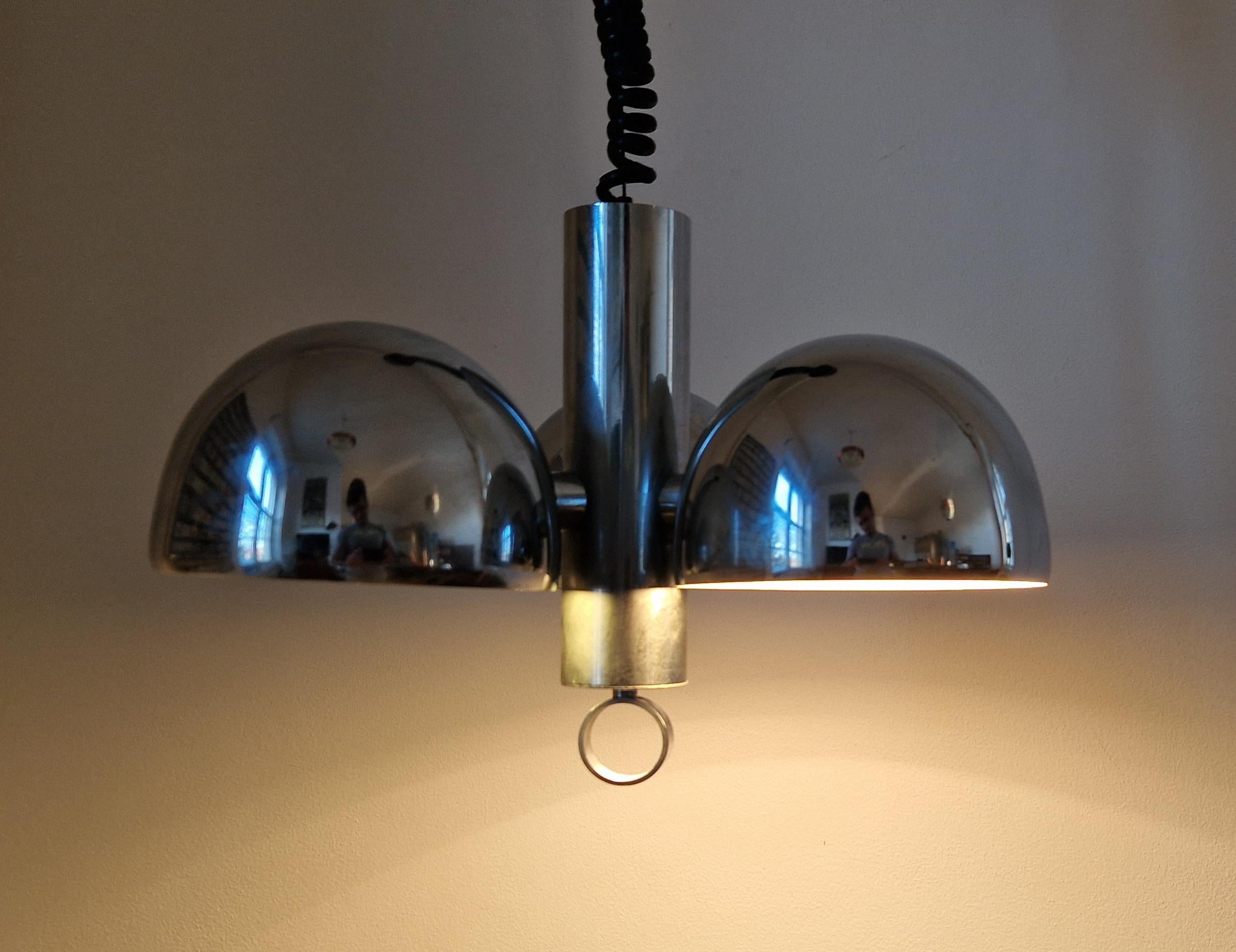 Midcentury Chrome Space Age Chandelier or Pendant Hillebrand, Germany, 1970s For Sale 11