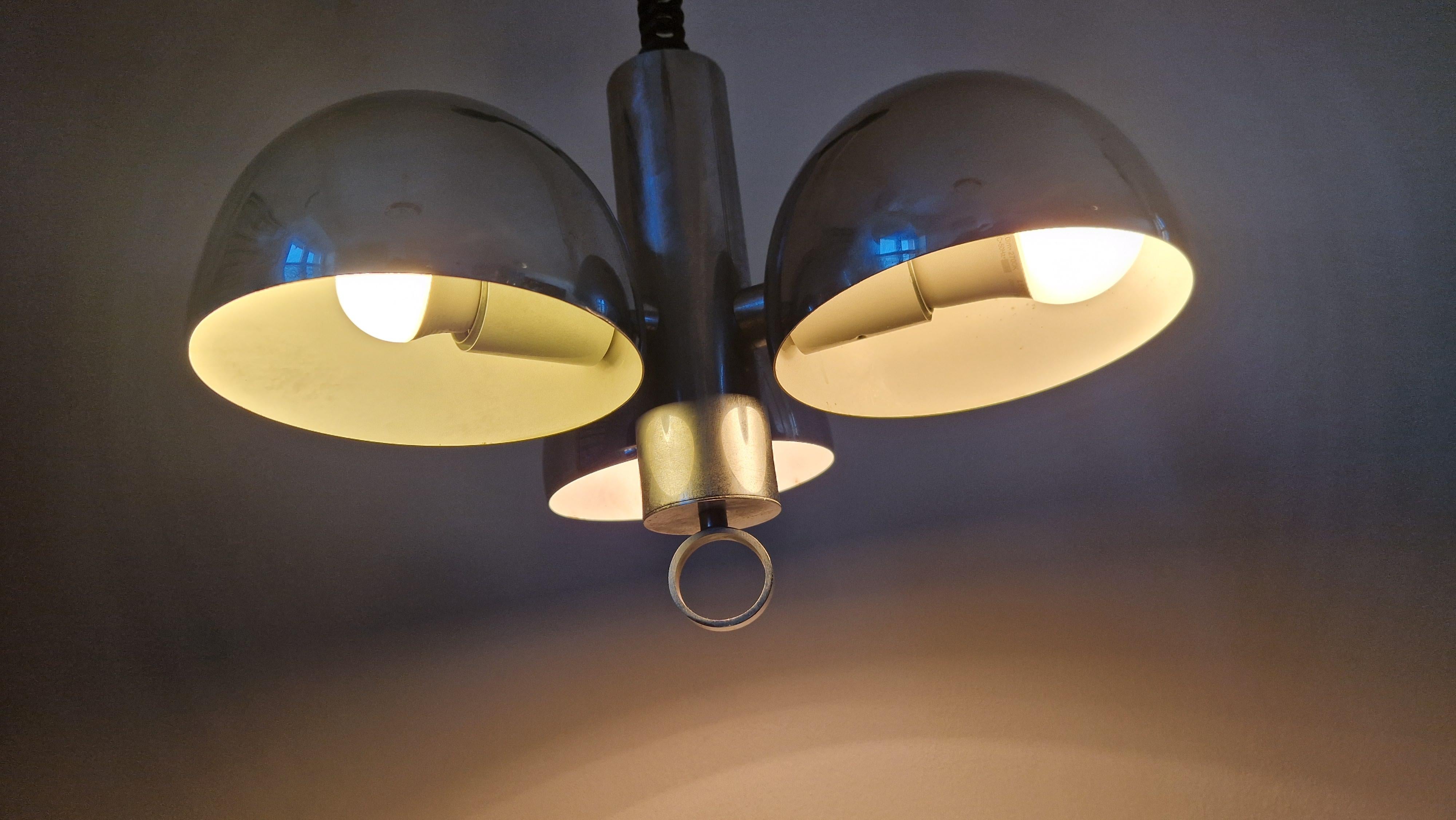 Midcentury Chrome Space Age Chandelier or Pendant Hillebrand, Germany, 1970s For Sale 13