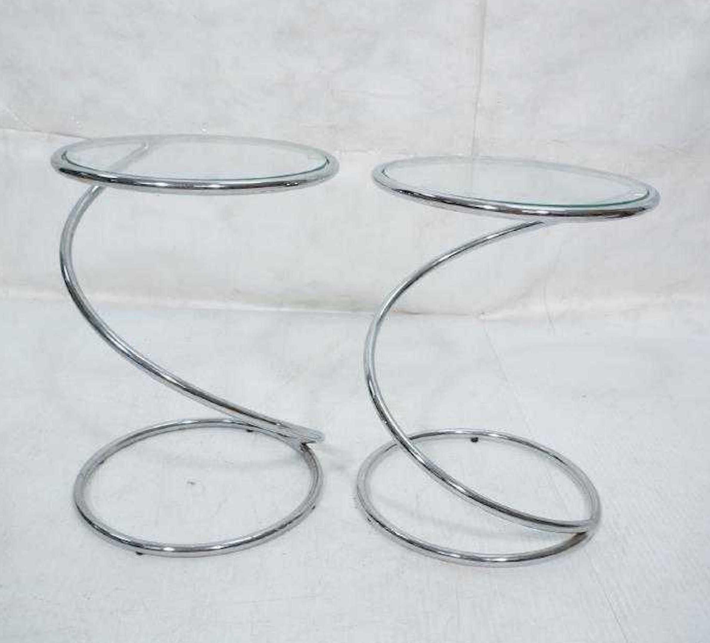 American Midcentury Chrome Spring Tables, by Pace For Sale