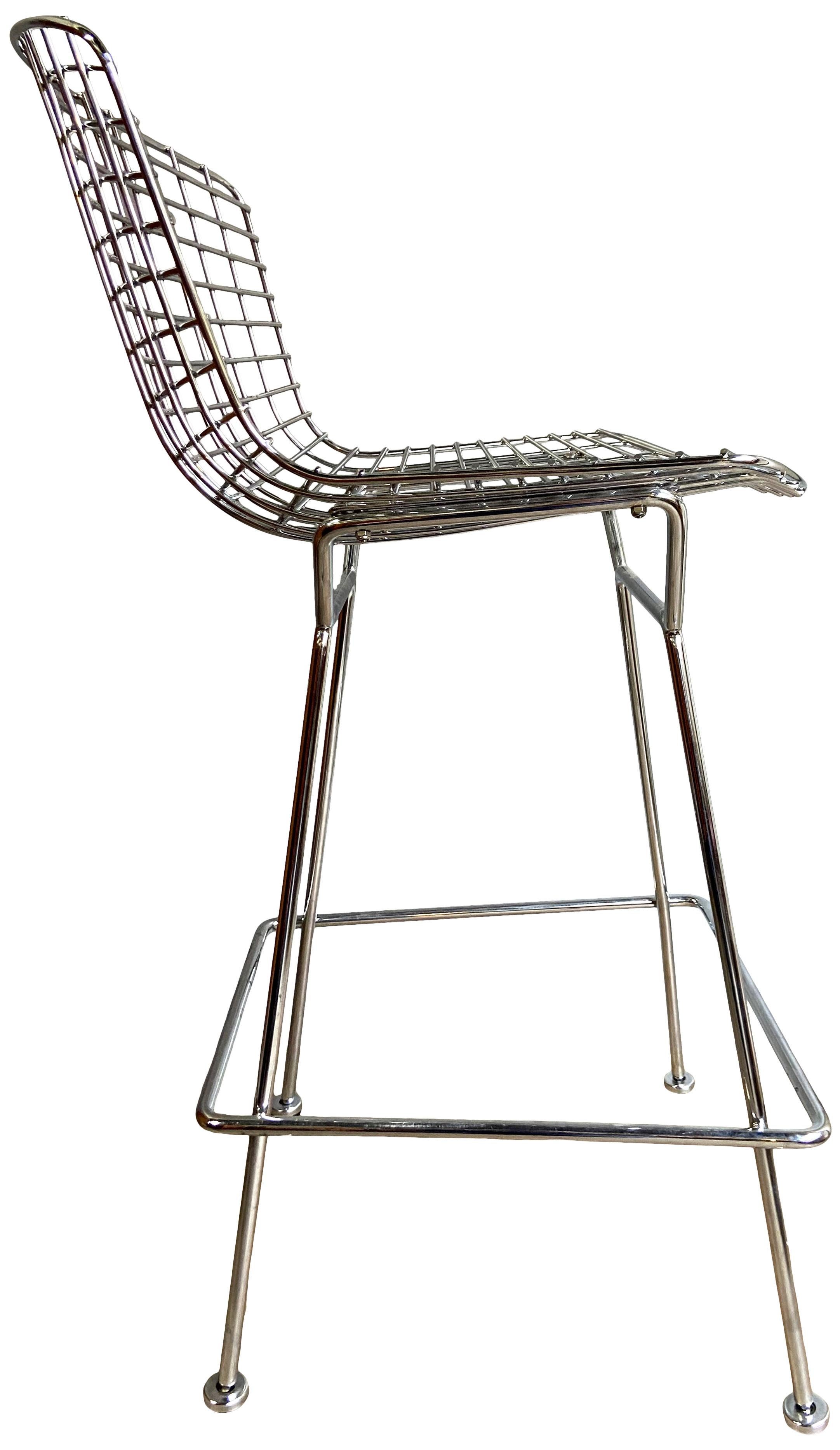 Mid-Century Modern Midcentury Chrome Bar Stools by Harry Bertoia for Knoll For Sale