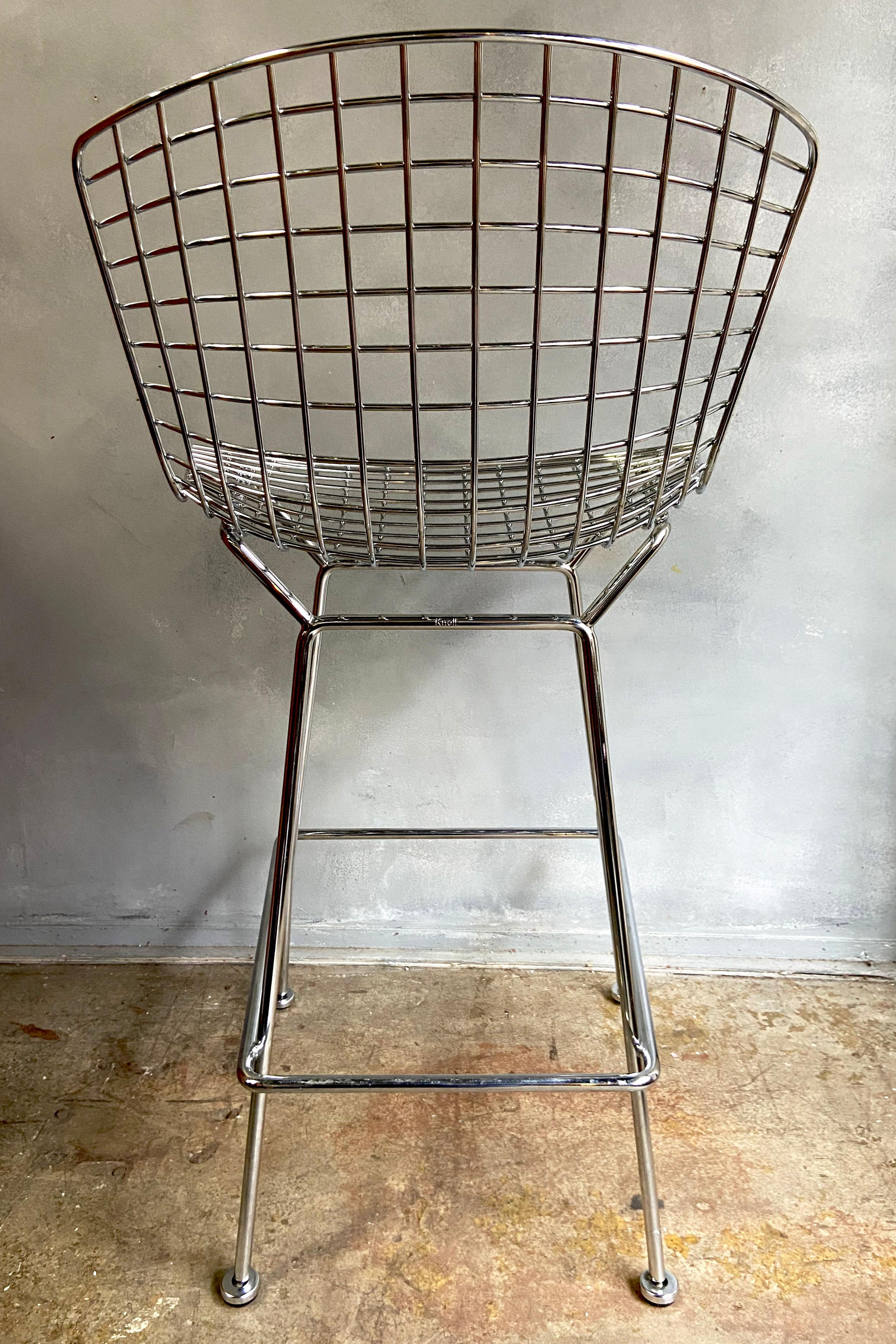 Steel Midcentury Chrome Bar Stools by Harry Bertoia for Knoll For Sale