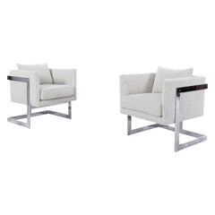 Midcentury Chrome "T-Back" Lounge Chairs by Milo Baughman for Thayer Coggin