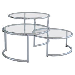 Midcentury Chrome Three-Tier Cocktail or Side Table