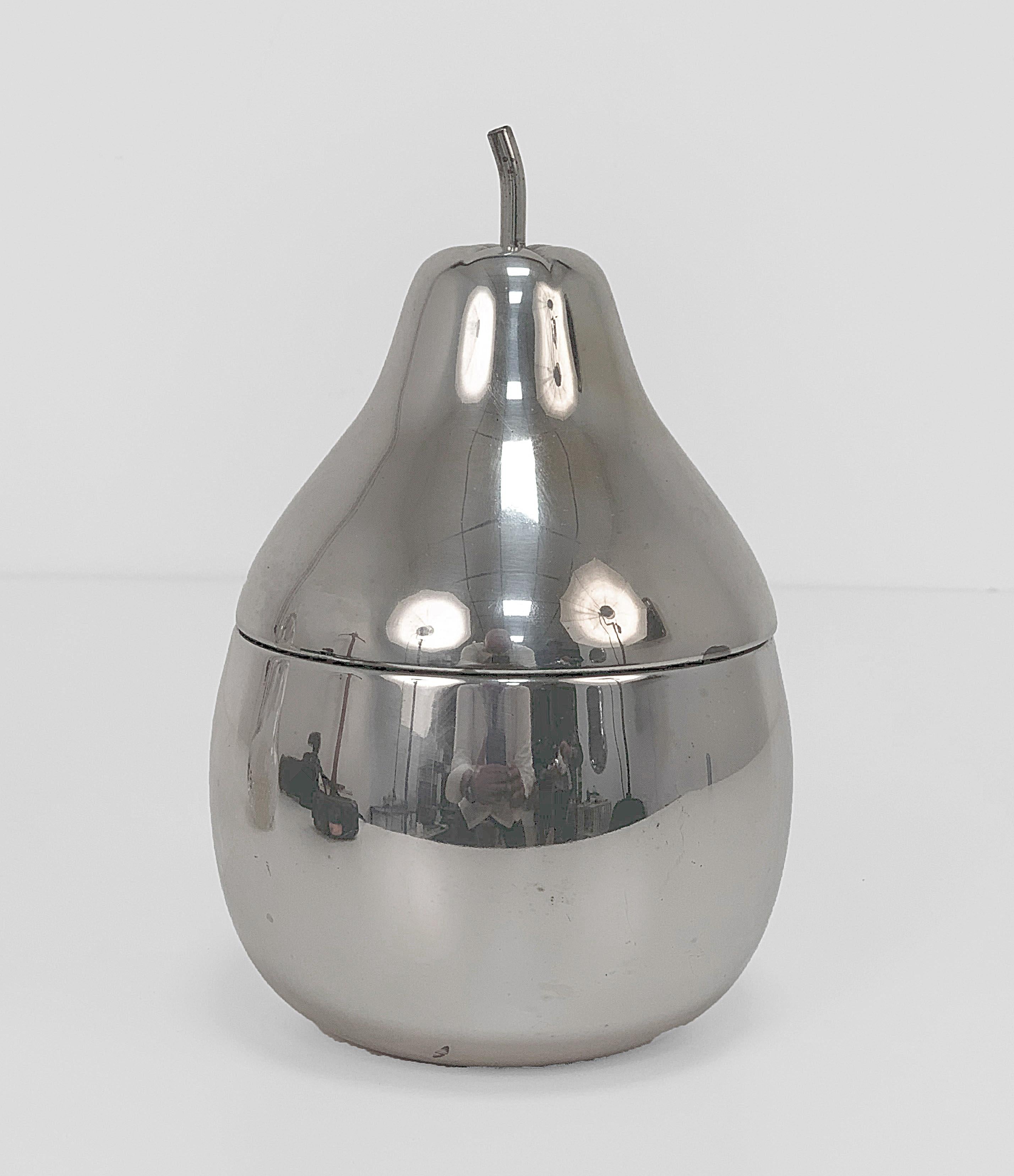 Midcentury Chromed Silver Plate Pear Italian Ice Bucket, 1970s 5