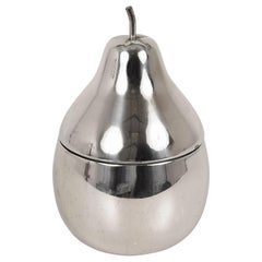 Midcentury Chromed Silver Plate Pear Italian Ice Bucket, 1970s