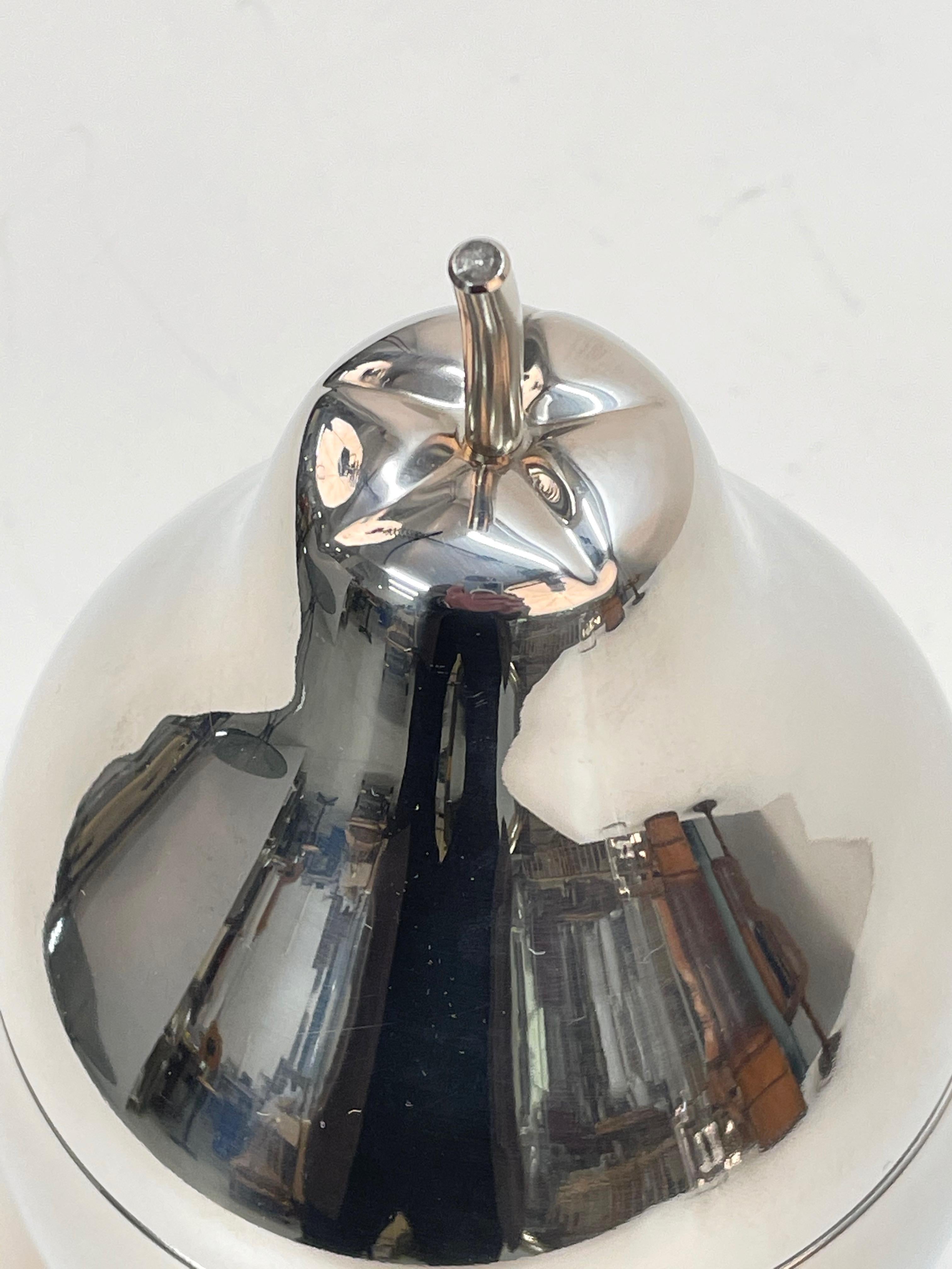 Midcentury Chromed Silver Plate Pear Shaped Italian Ice Bucket, 1970s 1