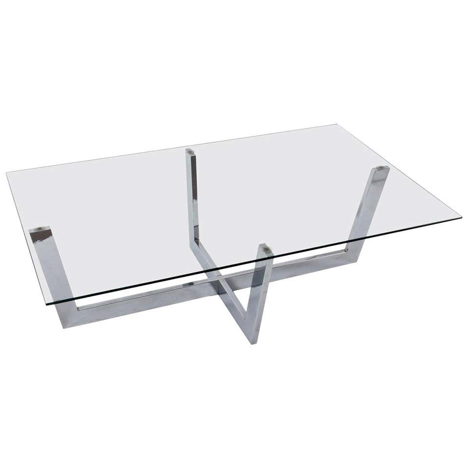 Francois Monnet Coffee Table Smoked Glass and Brushed Steel , pair available
