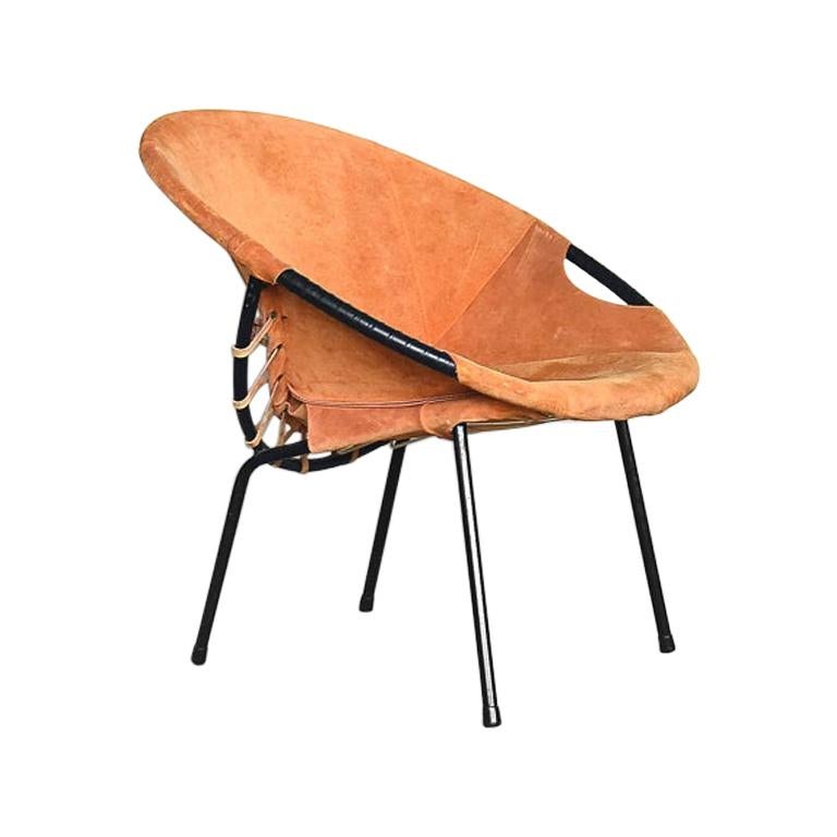 Midcentury Circle Balloon Chair by Lusch Erzeugnis for Lusch & Co., 1960s For Sale