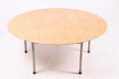 Midcentury Circular Low Table with Red Verona Marble Top by Acton Bjørn.