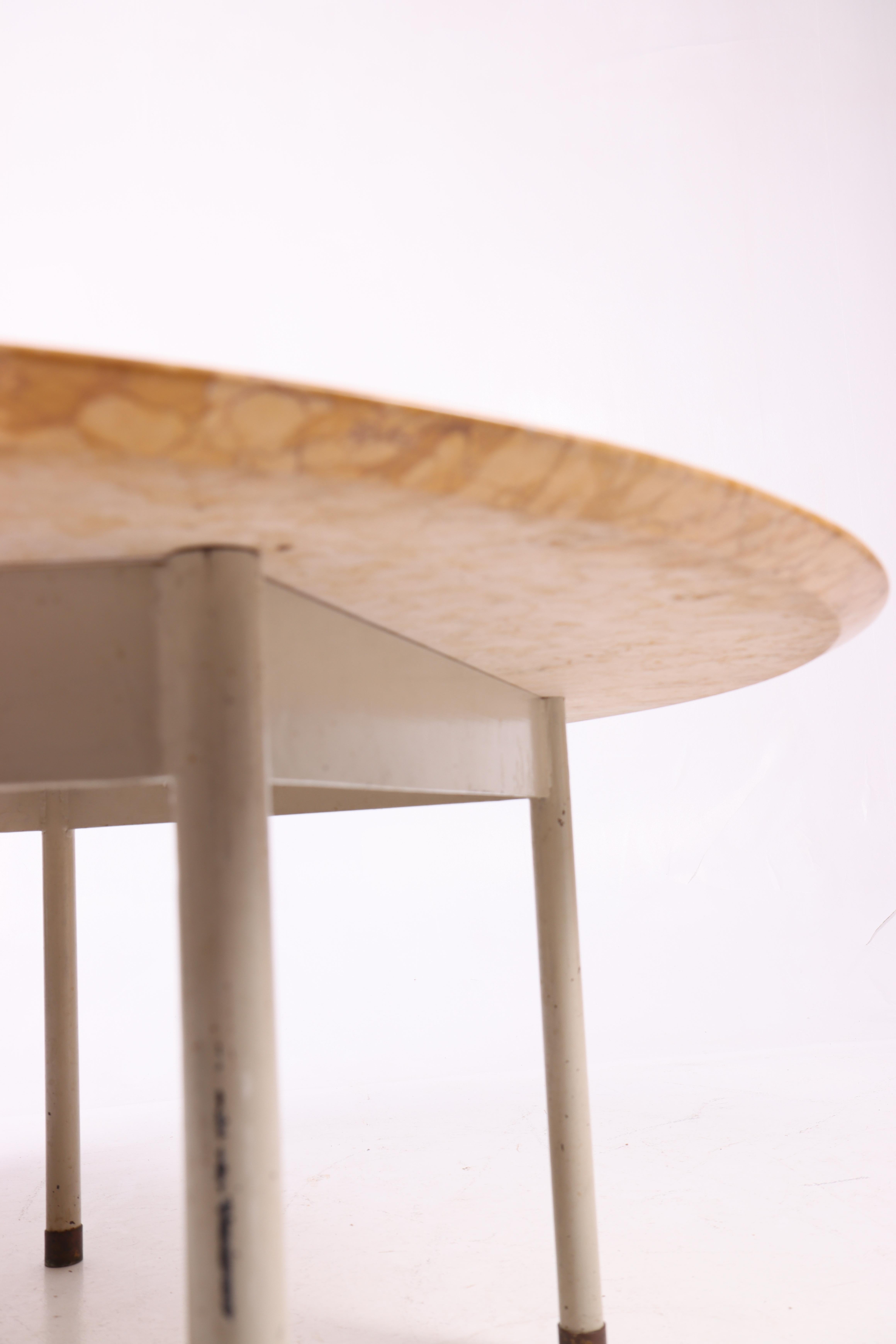 Danish Midcentury Circular Low Table with Red Verona Marble Top by Acton Bjørn. For Sale