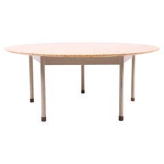 Midcentury Circular Low Table with Red Verona Marble Top by Acton Bjørn.