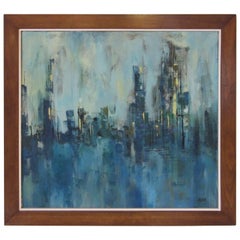 Midcentury Cityscape Painting by Susan Zuck