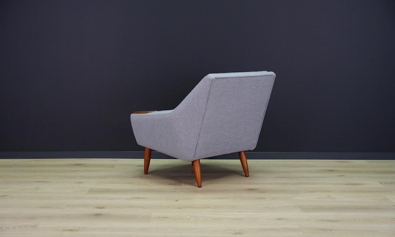 Midcentury Classic Teak Armchair Gray Danish Design Vintage, 1970s 3