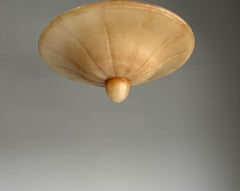 Midcentury Classical Design, Amber Color Alabaster Flush Mount / Pendant Light