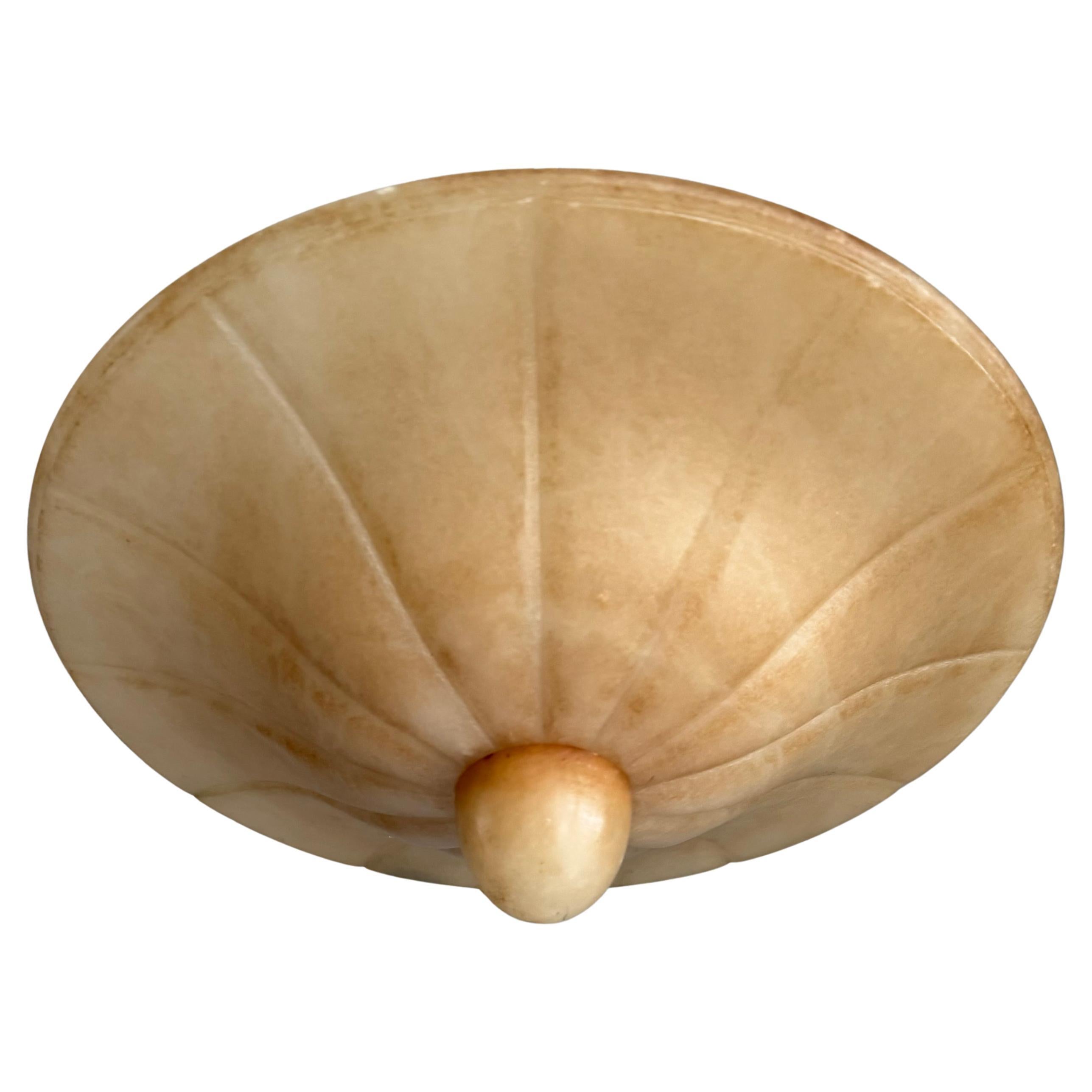 Klassisches Design aus der Mitte des Jahrhunderts, bernsteinfarbener Alabaster Flush Mount / Pendelleuchte