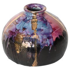 Midcentury Claudio Pulli Polychrome Enameled Ceramic Italian Vase, 1970s