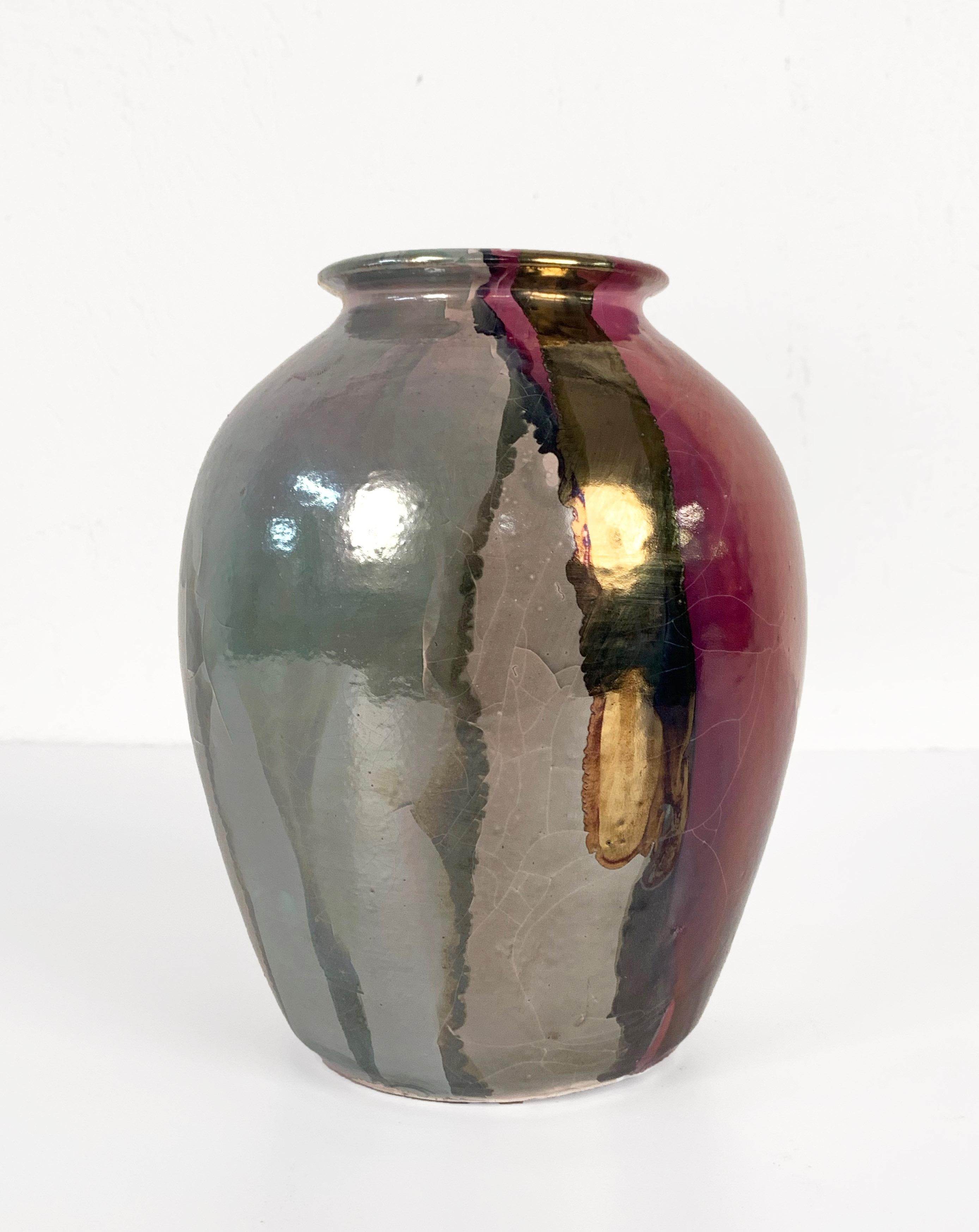Midcentury Claudio Pulli Polychromed Enameled Ceramic Italian Vase, 1970s For Sale 4