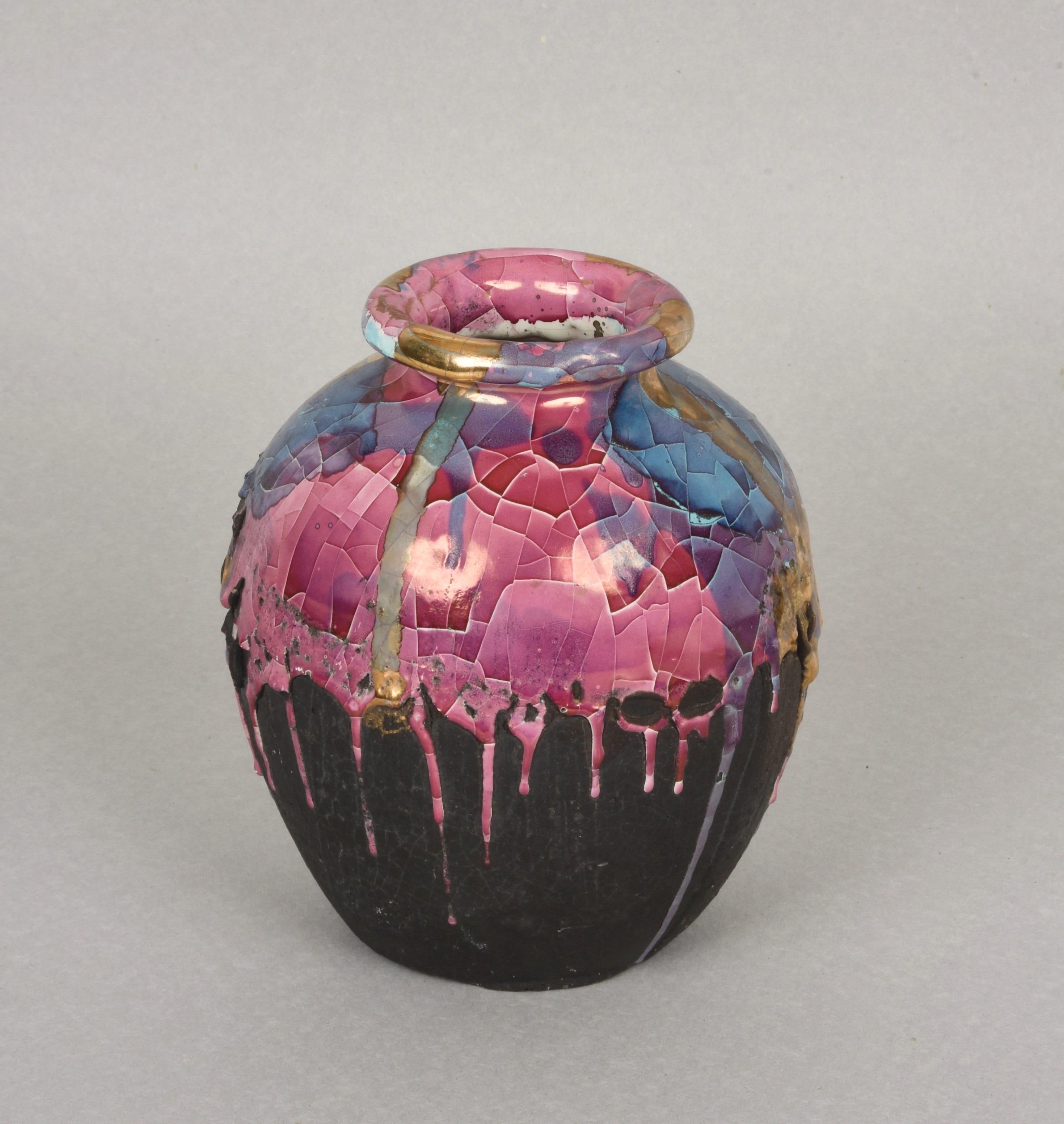 Midcentury Claudio Pulli Polychromed Enameled Ceramic Italian Vase, 1970s 4